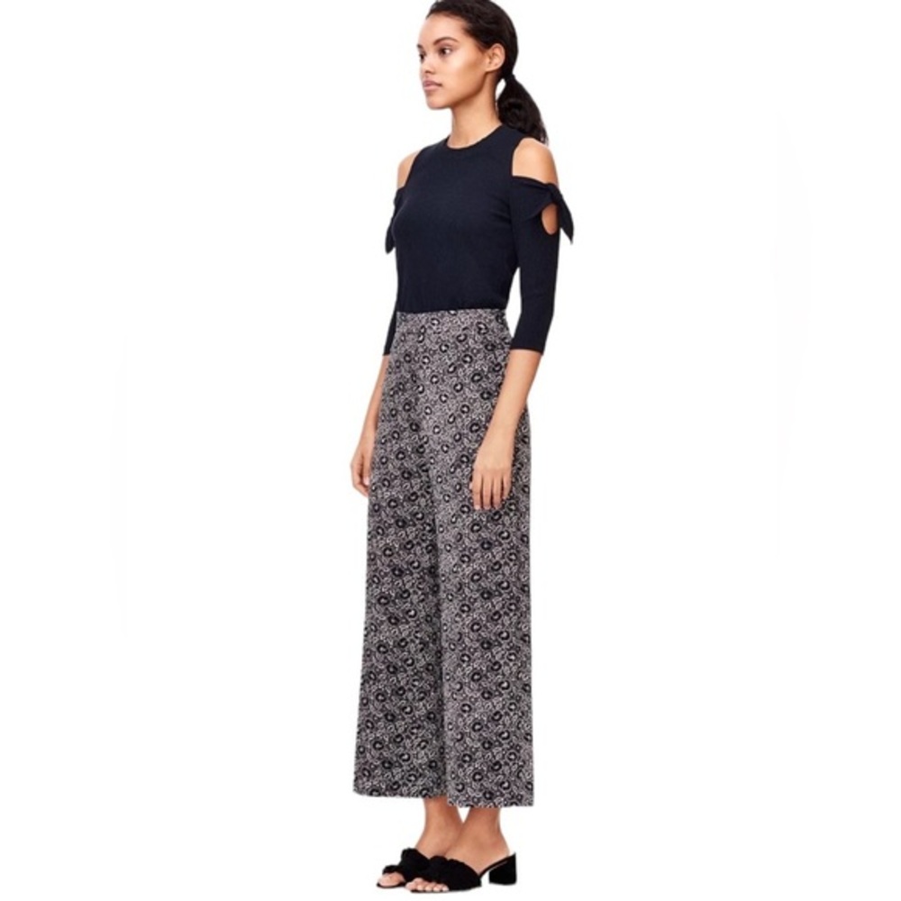 REBECCA TAYLOR SWEET BRIAR BLACK WHITE PRINT HIGH RISE WIDE LEG TROUSER PANT 2